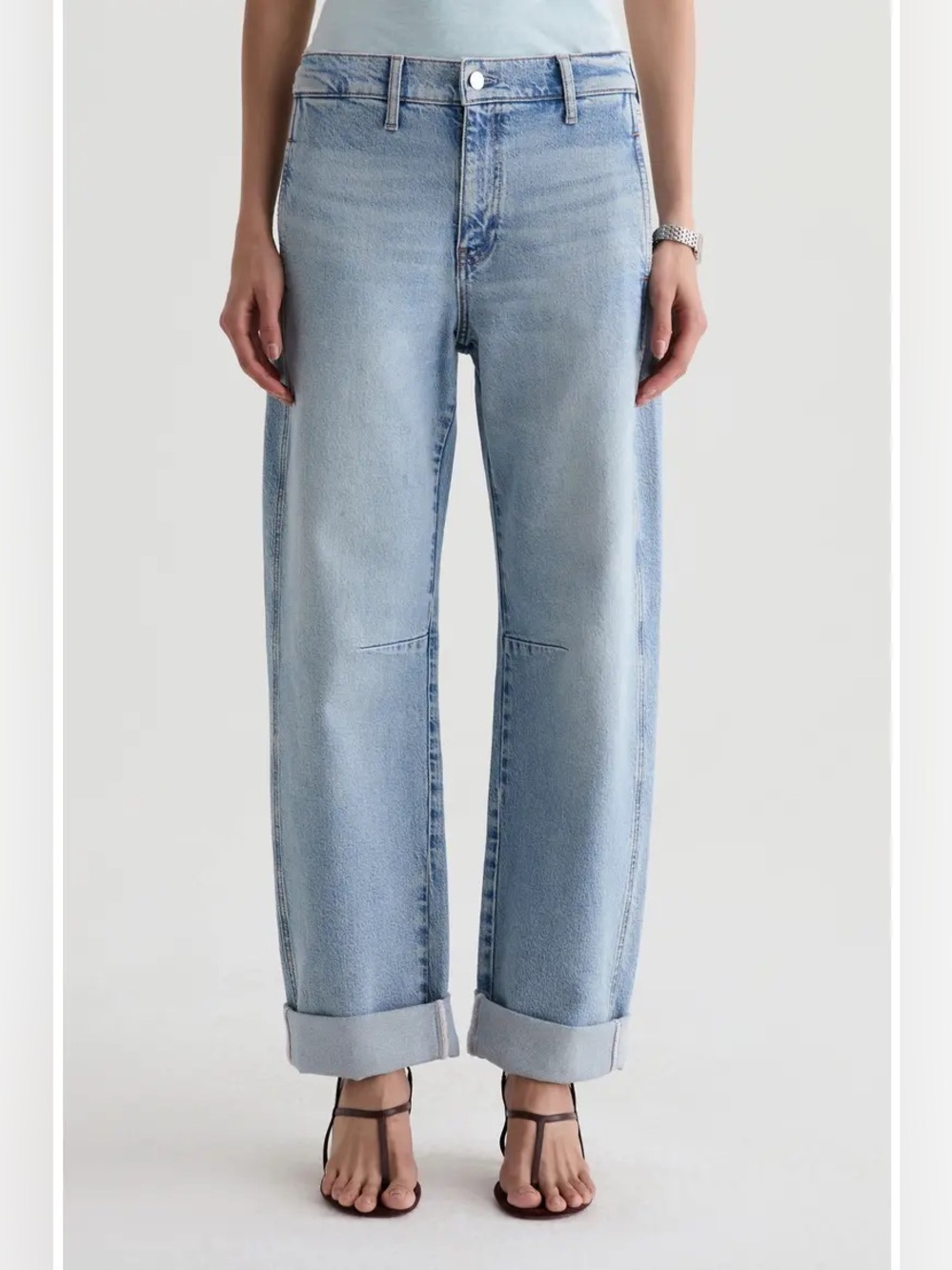 NWOT AG Mercer Cuffed High Rise Barrel Jeans